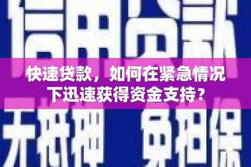 海盐快速贷款，如何在紧急情况下迅速获得资金支持？