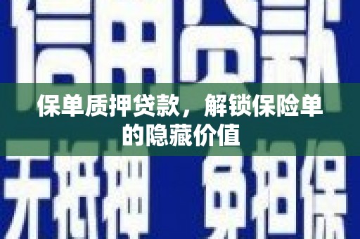 海盐保单质押贷款，解锁保险单的隐藏价值