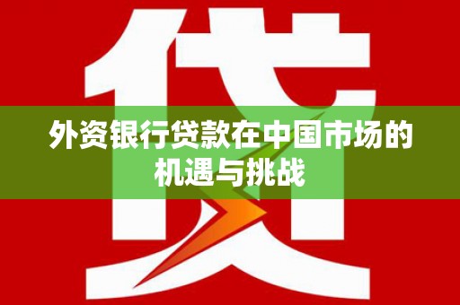 海盐外资银行贷款在中国市场的机遇与挑战