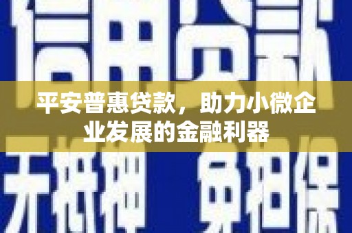 海盐平安普惠贷款，助力小微企业发展的金融利器