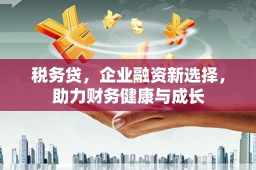 海盐税务贷，企业融资新选择，助力财务健康与成长